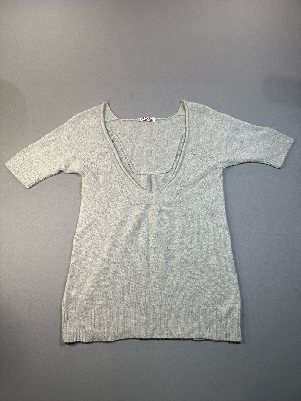 Organic John Patrick Deep V-Neck Cashmere Short Sleeve Sweater - Womens Medium
